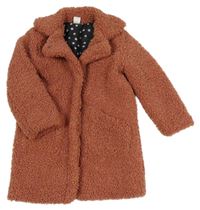 Ružový huňatý podšitý kabát Hema