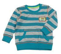 Sivo-modrá pruhovaná mikina s nášivkou s medveďmi Liegelind