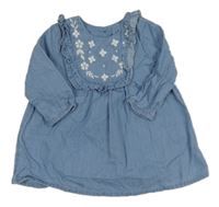 Světlemodré riflové šaty s volánky a květy George