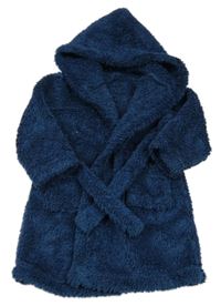 Tmavomodrý chlupatý župan s kapucí Matalan