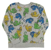 Sivo-farebná mikina s tigrami