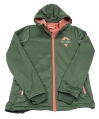 Khaki softshellová funkční bunda s potiskem a kapucí Crivit