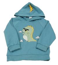 Modrá mikina s dinem a kapucňou