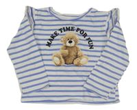 Bielo-modré pruhované tričko s medvedíkom H&M