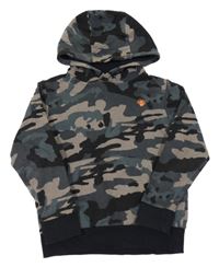 Šedozeleno-černo-béžová army mikina s kapucí Next