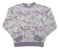 Lila-biela batikovaná mikina H&M
