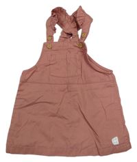 Starorůžové plátěné laclové šaty s volánky H&M
