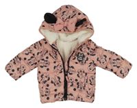 Růžovo-černá šusťáková zimní bunda s Minnie a kapucí Disney