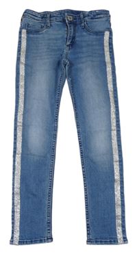 Modré skinny rifle s trblietavymi pruhmi &Denim