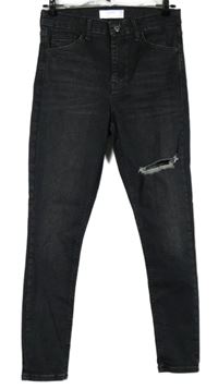 Dámské tmavošedé skinny rifle s dírou Topshop 