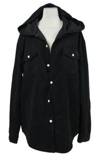 Pánská černá manšestrová košile s kapucí