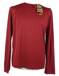 Nové - Pánské vínové běžecké funkční triko s nápisem Asics 