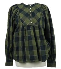 Dámská khaki-tmavomodrá kostkovaná halenka C&A