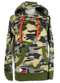 Dámská army mikina s kapucí s nášivkami a kapucí 