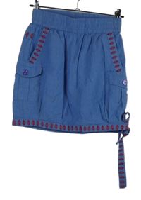 Dámska modrá sukňa s výšivkou a uzlom