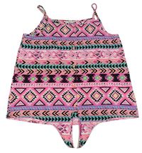 Neonově růžovo-barevný vzorovaný crop top Candy couture vel.176