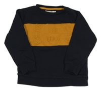 Tmavomodro-medová mikina s 3D nápisom