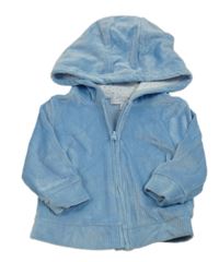 Svetlomodrá rebrovaná zamatová prepínaci mikina s kapucňou