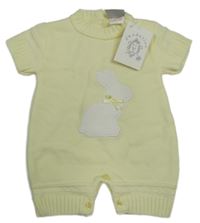 Nové - žltý pletený overal s králikom