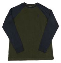 Khaki-tmavomodré triko s výšivkou Next