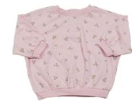 Světlerůžová květinová oversize mikina George