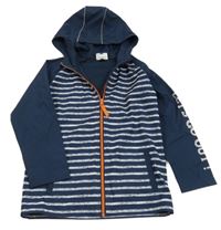 Tmavomodro-biela pruhovaná šušťáková bunda s kapucňou Topolino