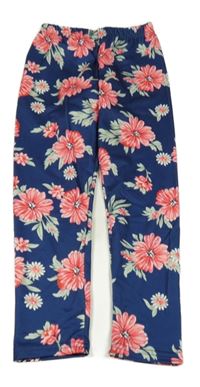 Tmavomodré květované legíny