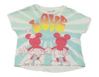 Bielo-mintové tričko s Mickey a Minnie Disney