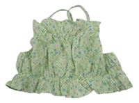 Svetlozelená crop top s kvetinami a volány