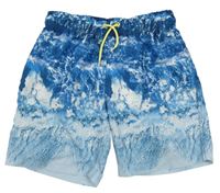 Tmavomodro-bílé vzorované plážové kraťasy Primark
