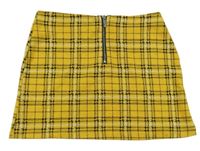 Žlto-čierna kockovaná vzorovaná kolová sukňa C&A