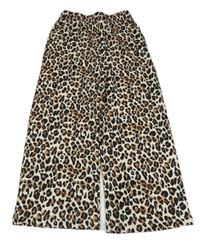 Béžové široké tepláky s leopardím vzorom F&F