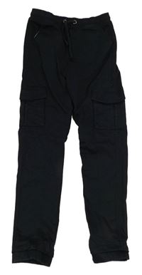 Černé teplákové cuff rifle s kapsami Tu