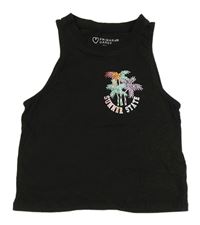 Čierny crop top s palmami Primark