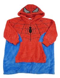 Červeno-modrá chlupatá oversize mikina s kapucí - Spiderman Marvel