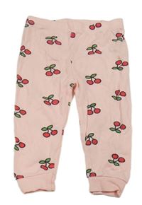 Svetloružové pyžamové nohavice s třešněmi
