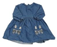 Modré rifľové šaty s mývaly M&Co.