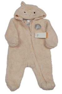 Nové - Svetloružová chlpatá podšitá kombinéza s čumákem na kapuci M&S