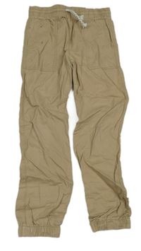 Béžové plátěné cuff kalhoty H&M