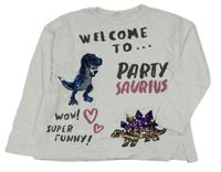 Bílé oversize triko s nápisy a dinosaury zara