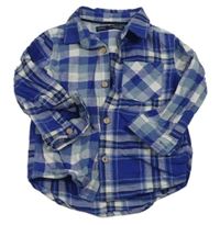 Modro-biela kockovaná flanelová košeľa Next