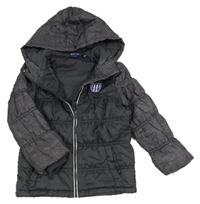 Tmavošedo-melírovaná šušťáková zimná bunda s nášivkou a kapucňou Lupilu