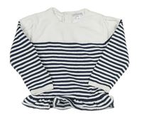 Bielo-tmavomodrý pruhovaný ľahký sveter Vertbaudet