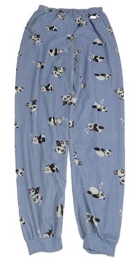 Modré plyšové nohavice s pandami Primark