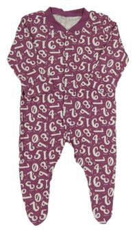 Vínovo-bílý vzorovaný overal s číslicemi 