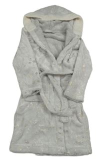 Světlešedý plyšový župan s hvězdami a kapucí John Lewis