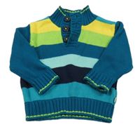 Petrolejovo-zeleno-žlutý pruhovaný svetr Liegelind