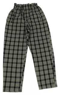 Černo-béžové kostkované paper bag kalhoty Zara