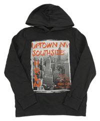 Antracitová mikina s fotkou a kapucňou C&A