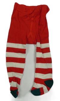 Červeno-bílé pruhované punčoháče Tu